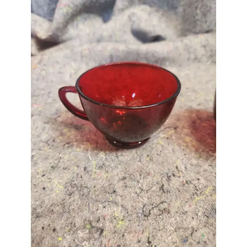 Vintage Anchor Hocking Royal Ruby Red Glass Punch Cups Tea 2 pieces 4oz